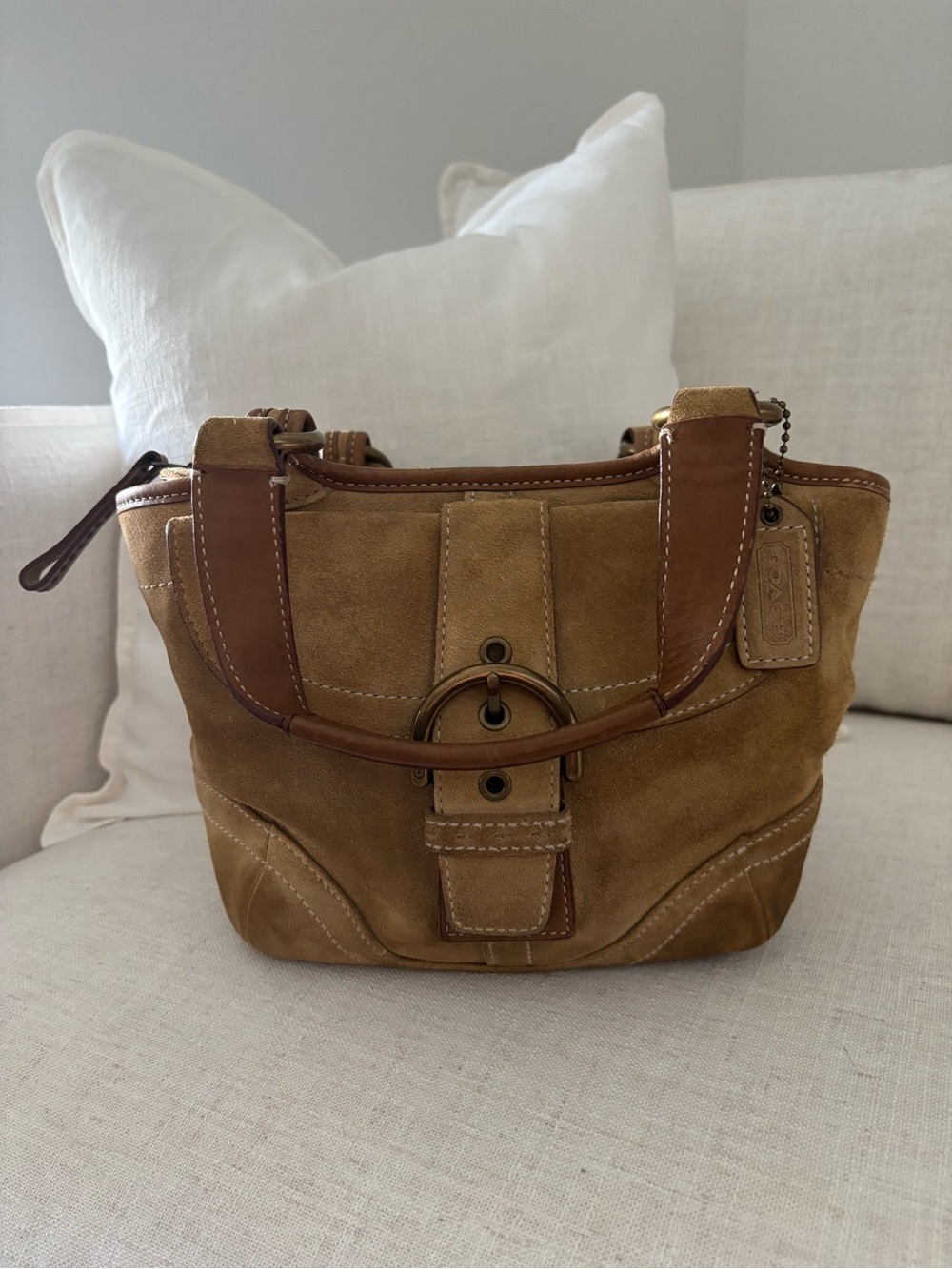 ππ¦ Vintage Coach Hampton Suede Buckle Mini Satchel - Picture 2 of 15